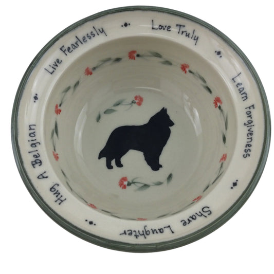 Medium Bowl with Carnations and Belgian Shepherd