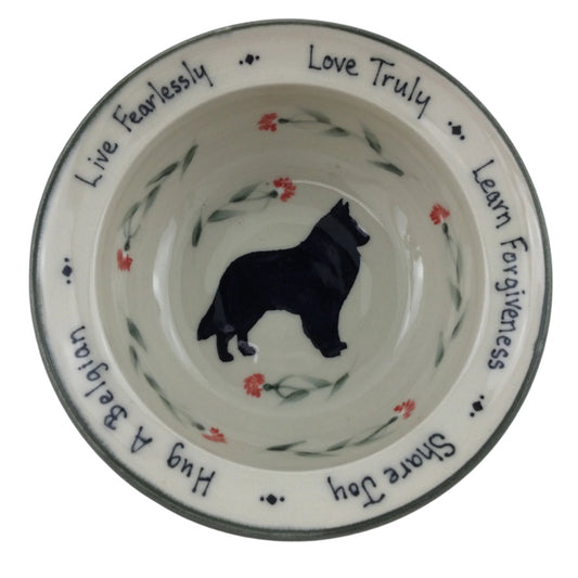 Small Bowl with Belgian Shepherd and Carnations
