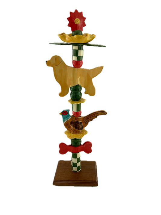 Golden Retriever and Pheasant Garden Totem