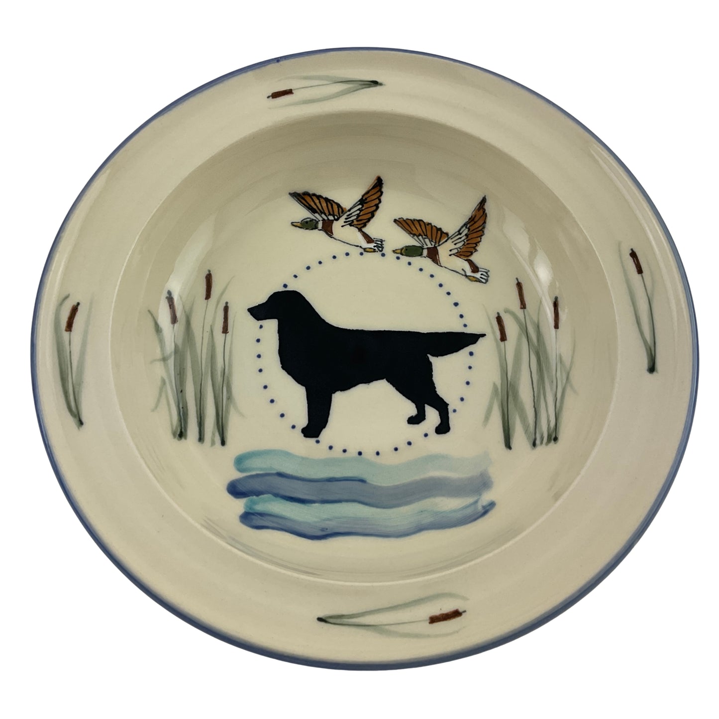 Individual Pasta Plate with Flat Coated Retriever