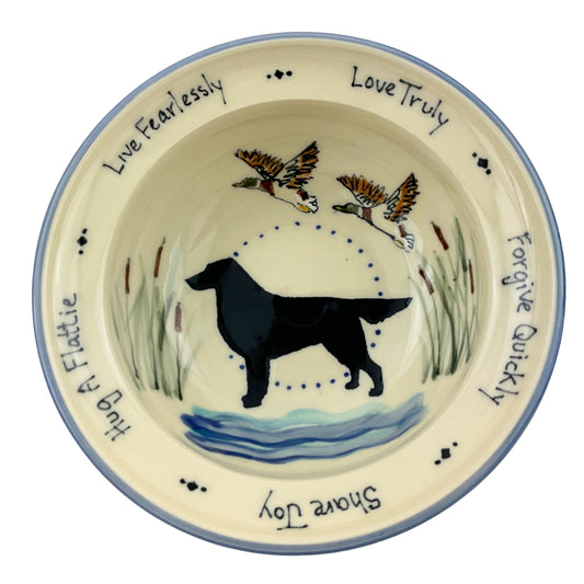 Small Serving Bowl with Flat Coated Retriever, Ducks and Cat Tails