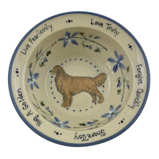 Golden Retriever and Columbine on Small Serving Bowl