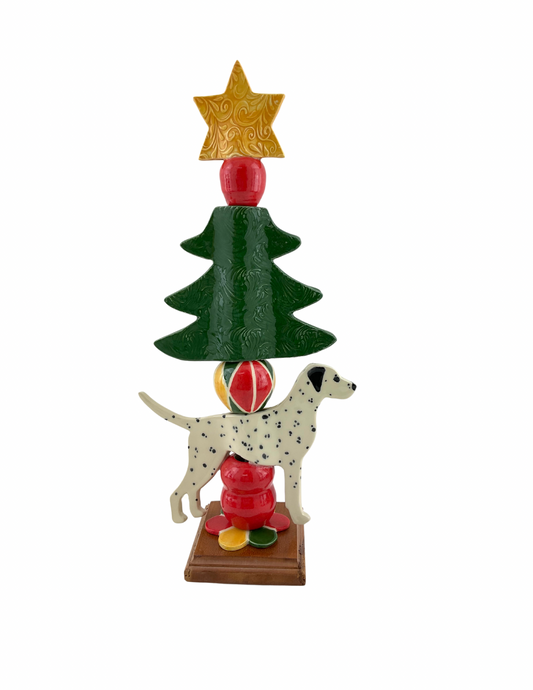 Dalmatian Christmas Tabletop Totem with Star Topper