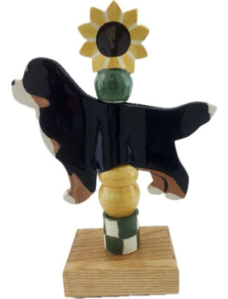 Tiny Berner and Sunflower Tabletop Totem